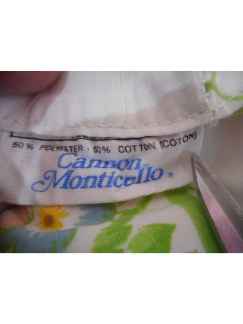 Vintage Cannon Monticello 50/50 cotton poly green Floral Standard Pillowcase